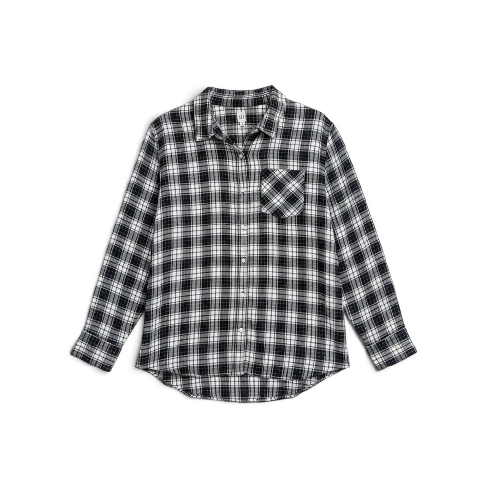 Gap Flannel Shirt Mens XL Black White Plaid Grunge Skater Cabin Lumberjack